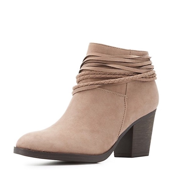 taupe ankle wrapped booties - Picture 3 of 5